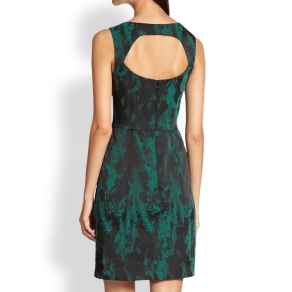 Aidan by Aidan Mattox Black and Teal Lace Mini Dress - Picture 2 of 5